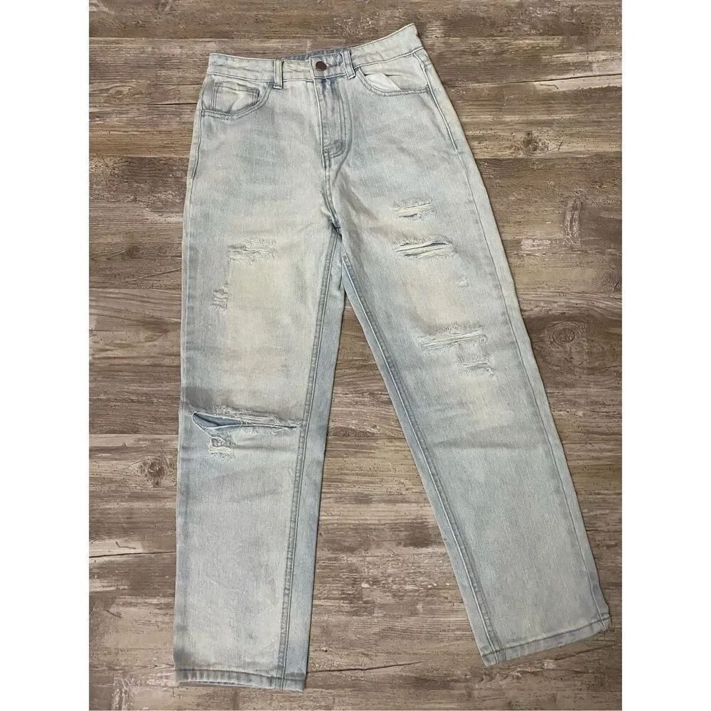 12th Tribe Jeans Distressed High Rise Wide Leg Crop Women’s Size 26